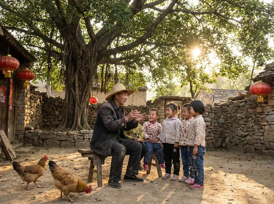 老人在大榕树下给孩子们讲故事 - 青柠直播在线观看 乡村记忆